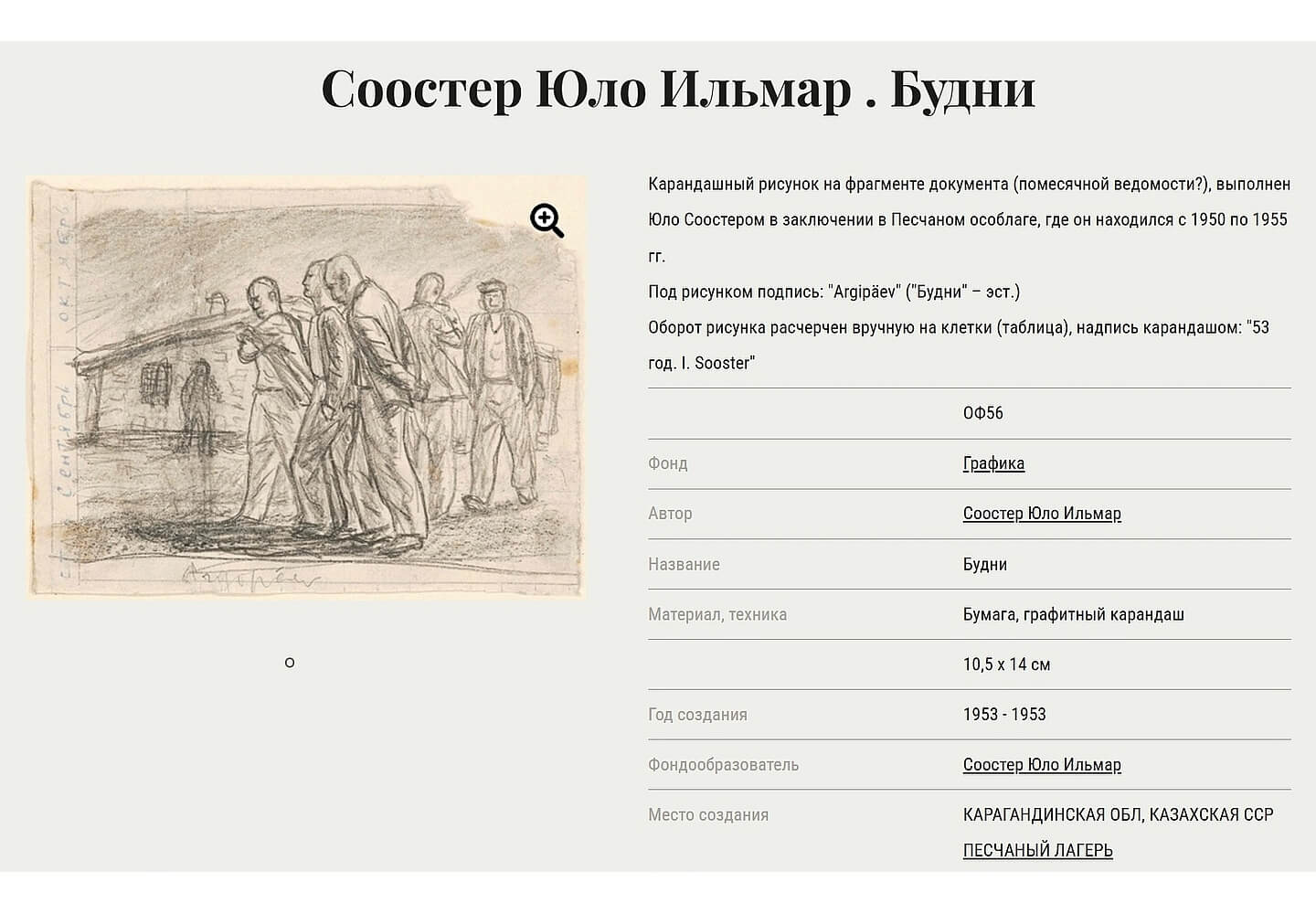 Рисунок узника Песчанлага